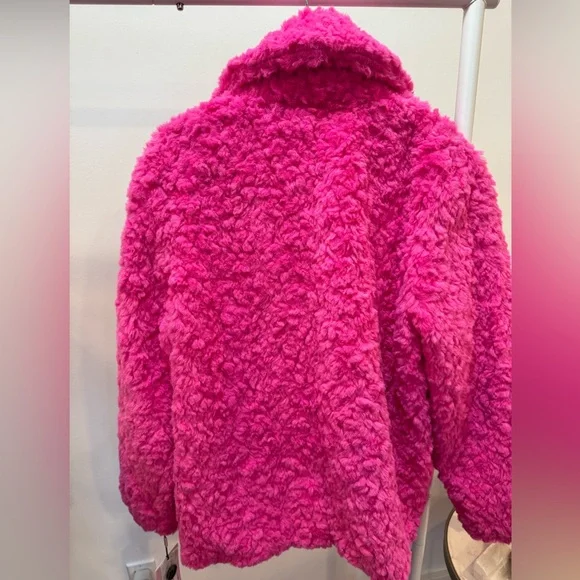 NWT size M Avec Les Filles Vibrant Pink faux furJacket - Picture 5 of 5